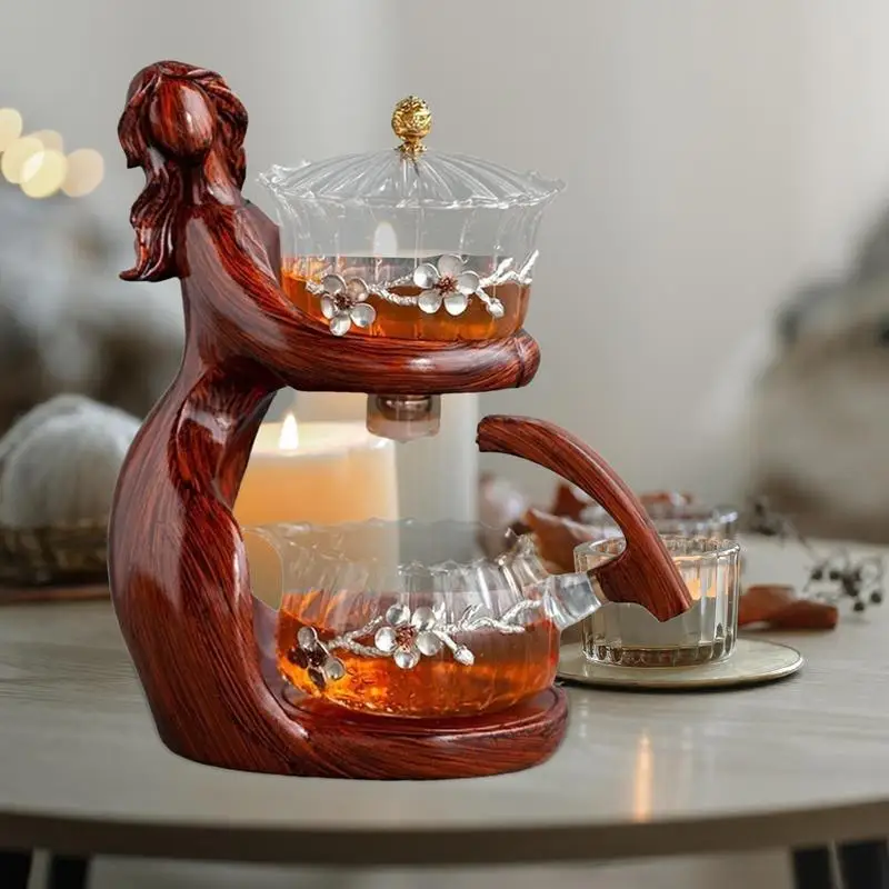 

Стеклянный горшок для заваривания ароматного чая, полуавтоматические наборы чайников для взрослых с заварочным устройством и крышкой, легкий дренажный чай для ленивого человека