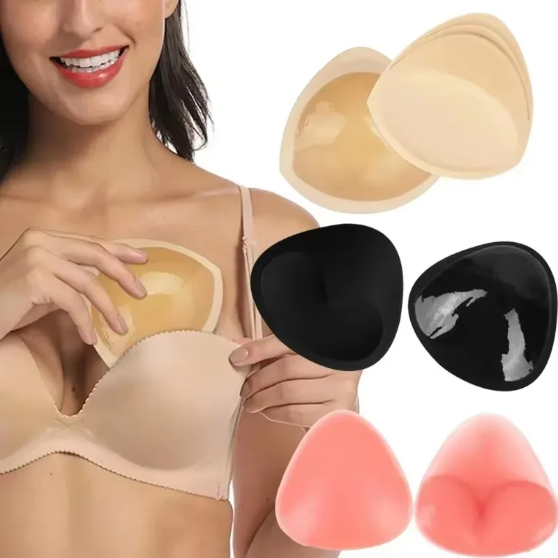 2025 Swimwear Silicone Bra Inserts Push Up Padded Thick Sponge Breast Lift Pads Women Breathable Swimsuit Bikini Cup Enhancer