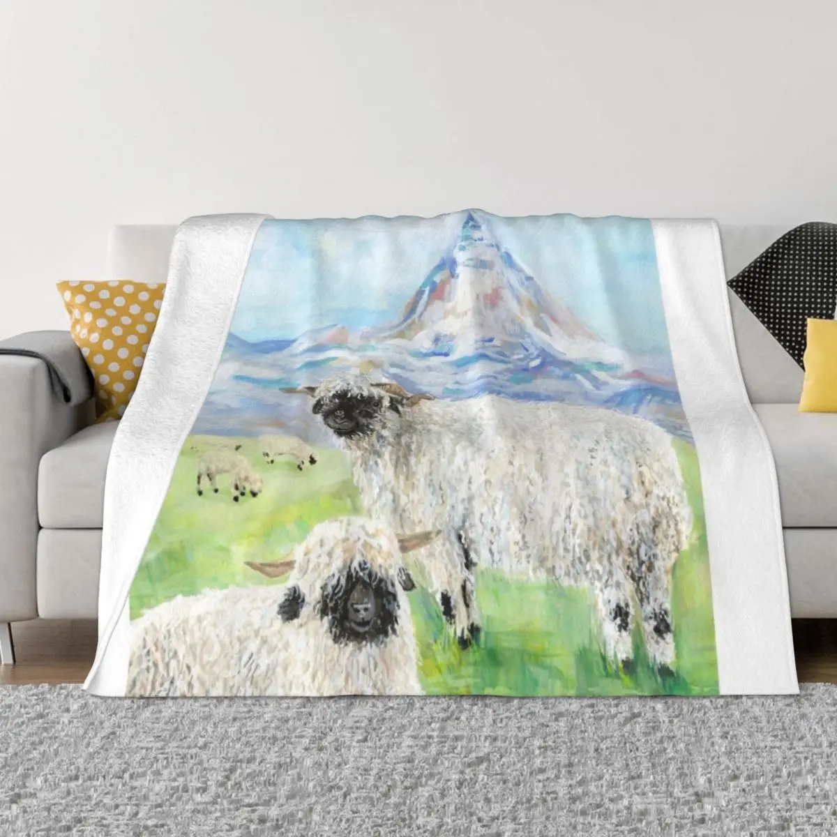 

Valais Blacknose Sheep at the Matterhorn Throw Blanket christmas decoration Shaggy Luxury Bed Fashionable Blankets