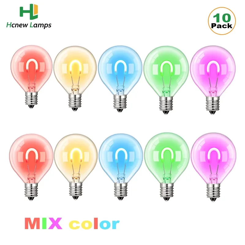 

LED Light Bulbs G40 E12 Christmas Colorful Bulb Base String Light Replacement Bulb 1W RGB Garden Decorative Garland Multicolor