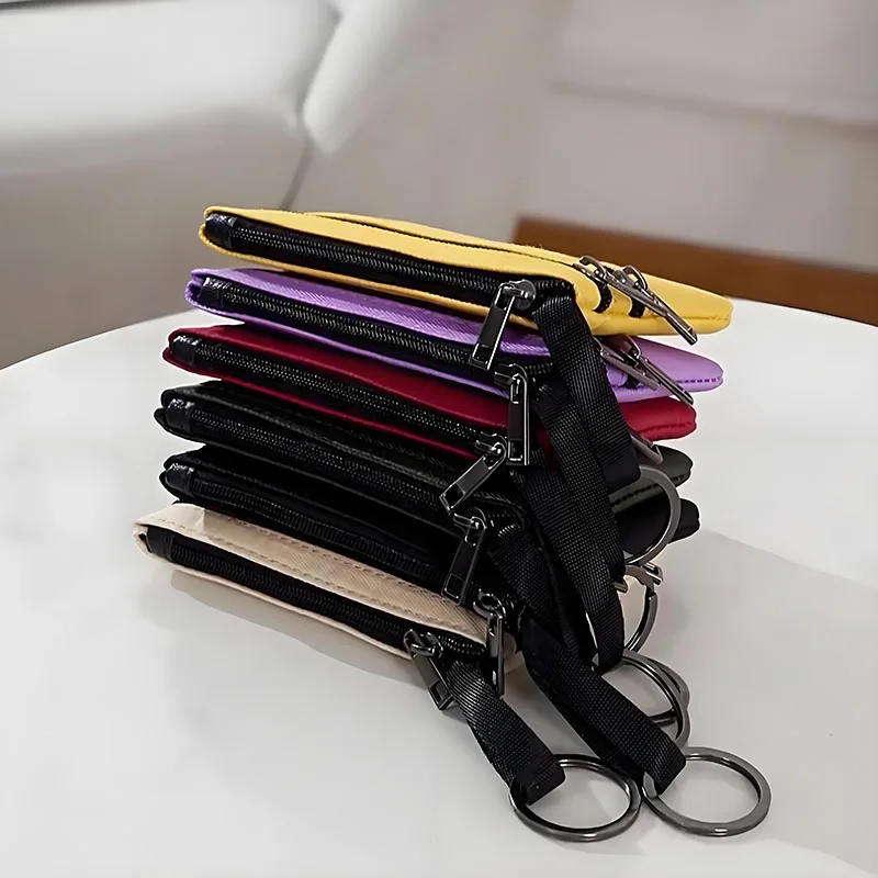 

2025 Women's Fabric Coin Purse Multi Pocket Zipper Wallet with Card Slots Plain Color Small Organizer Bag for Cash Coins Cards