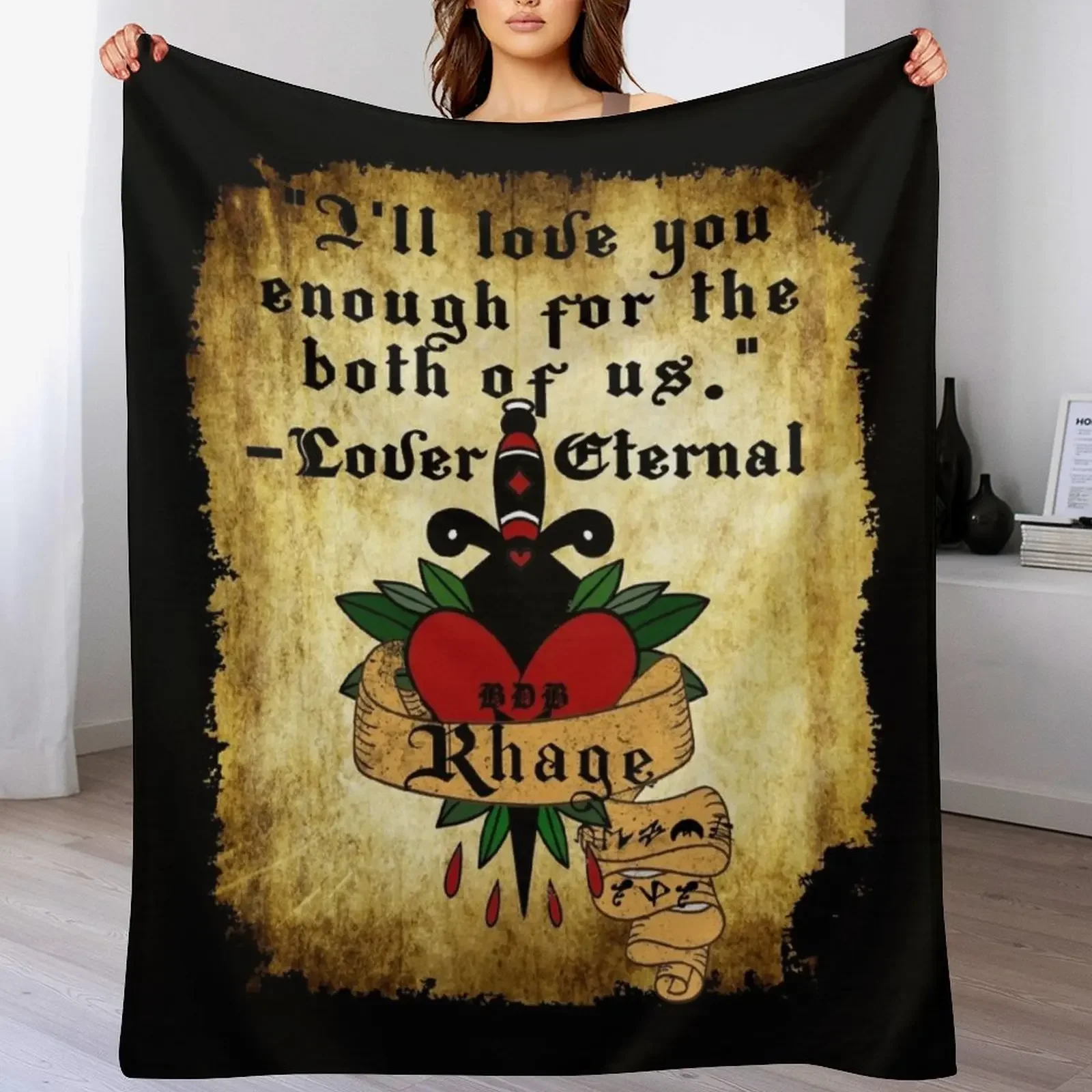 black dagger brotherhood Rhage quote Lover Eternal Throw Blanket sofa bed For Baby Blankets