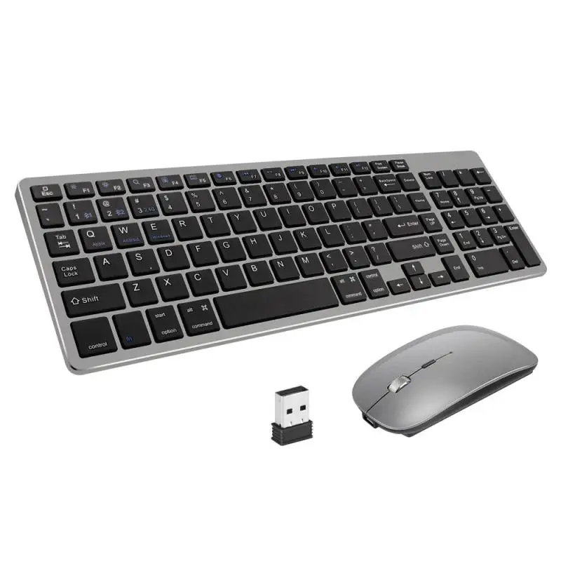 Wireless Keyboard and Mouse Combo 2.4G USB Silent Backlit Keyboard and Mouse Rechargeable Full-Size Slim Keyboard & Mouse Set