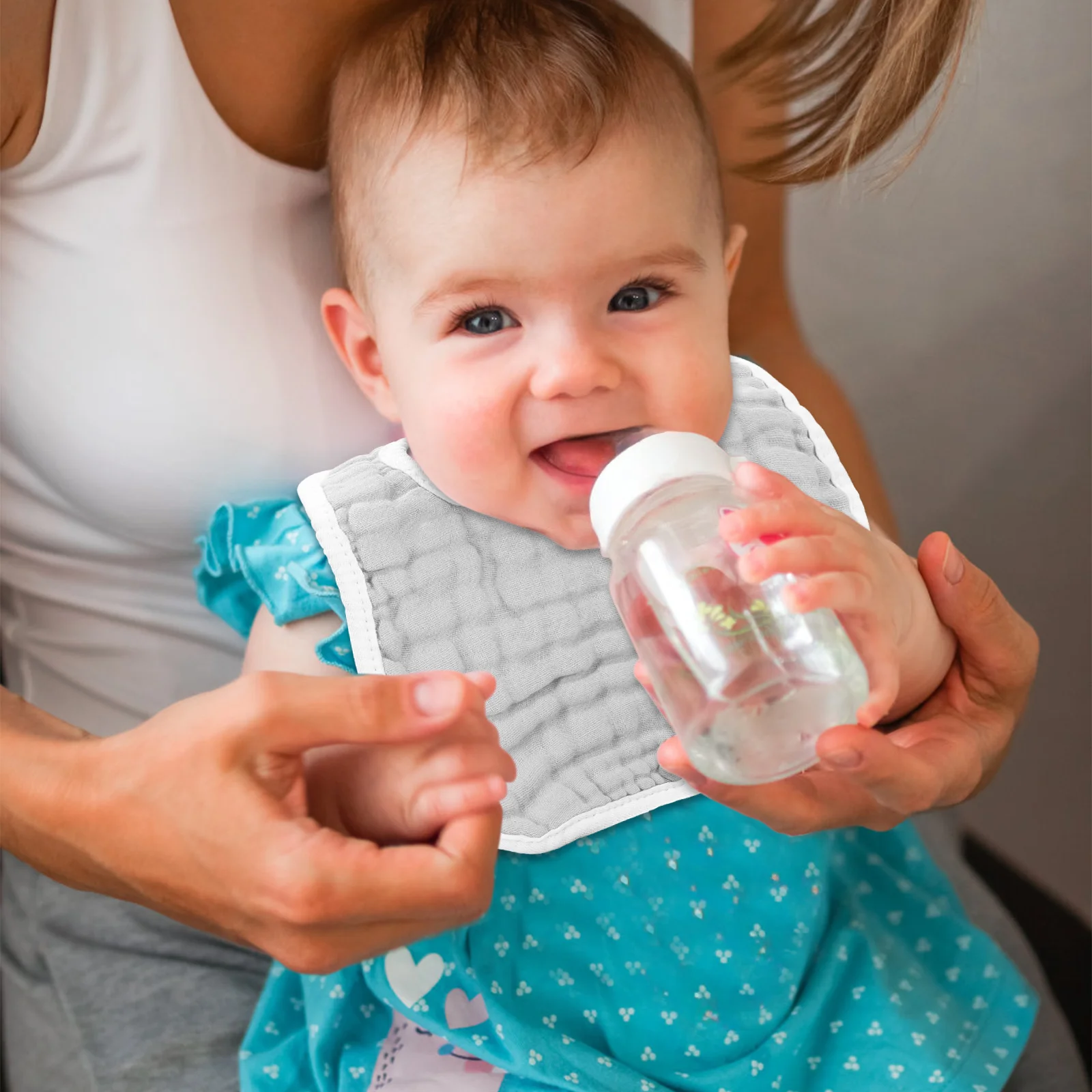 

4Pcs Baby Drool Bibs Cotton Muslin Soft Absorbent Adjustable Snap Buttons Newborn Bandana Bibs Feeding Burp Cloths Unisex