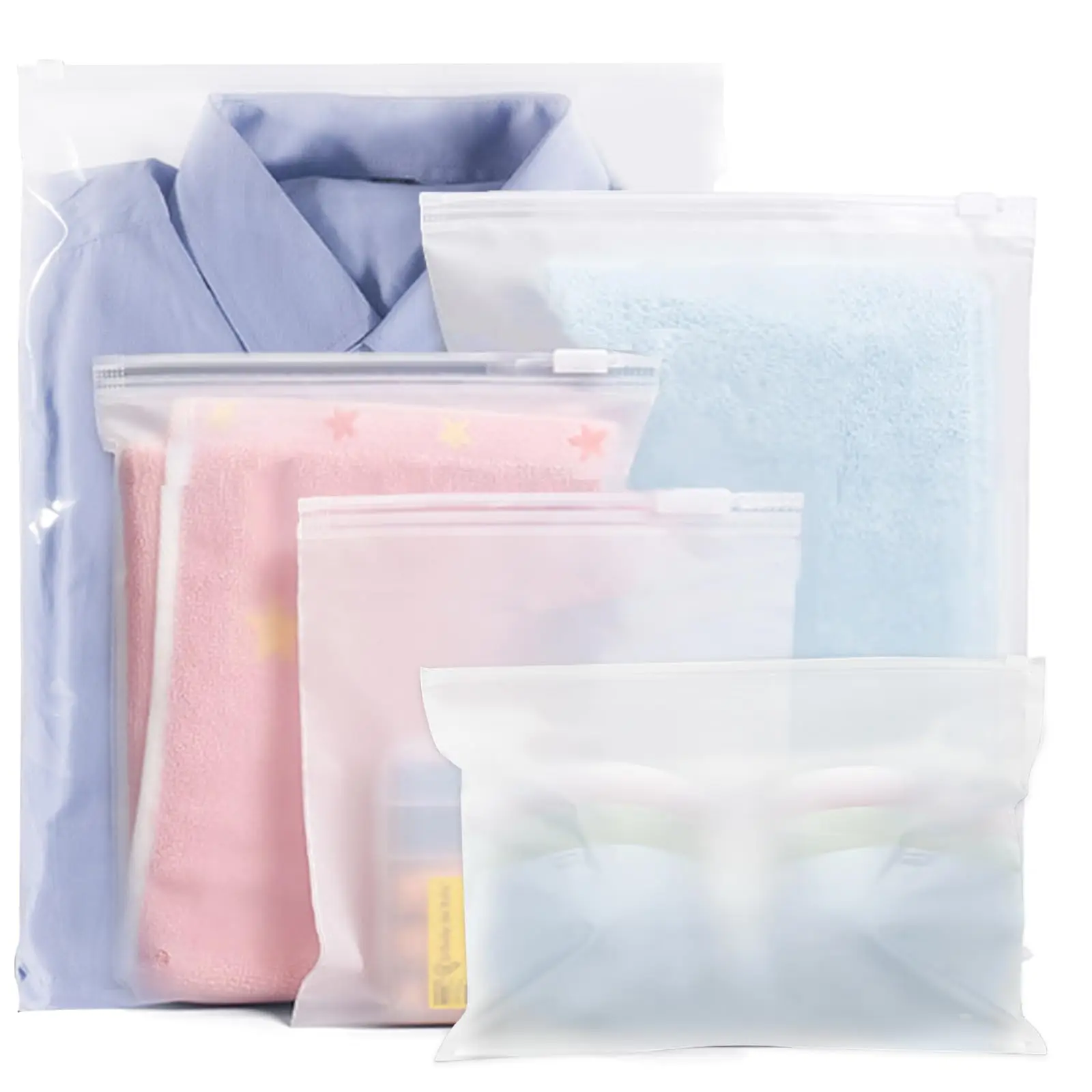 Sac de Rangement Vetement Plastique Transparent, 25 Pièces Zipper