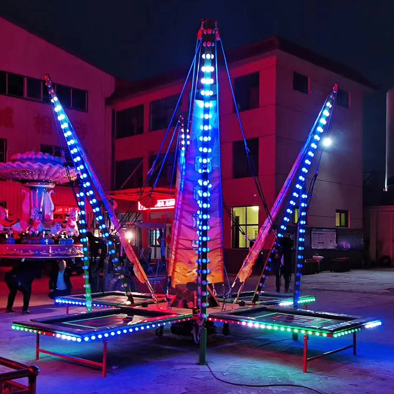 China Cheap New Design 4 Persons Bungee Trampoline Ride Children Play Ground Equipment Light Jumping for Children