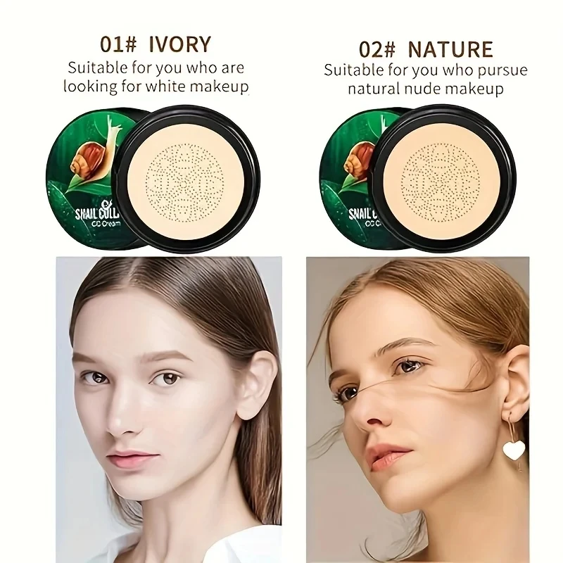 Natural Snail Collagen BB Cream Mushroom Head Air Cushion CC Foundation Lightweight Concealer Breathable Face Makeup Cosmetics