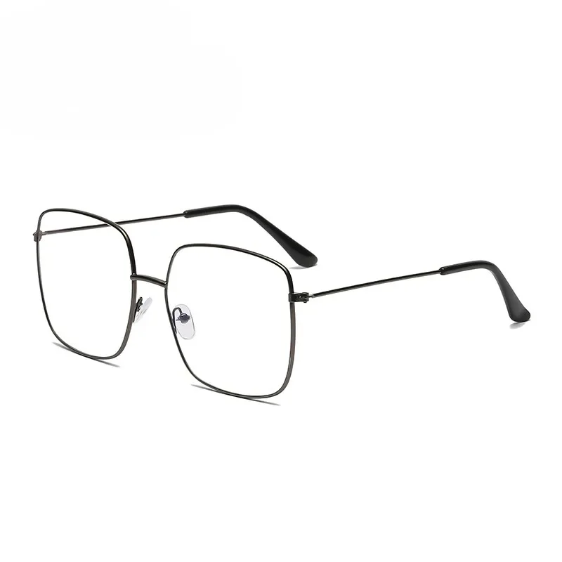 2024 Fashion Elegant Anti Blue Light Glasses Big Square montatura in metallo trasparente per occhiali da vista per Computer da donna e uomo