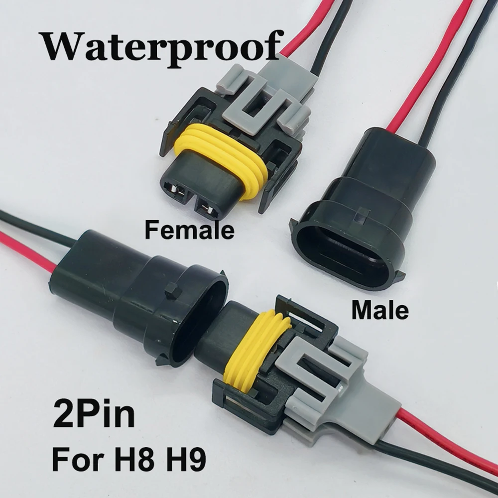 1 Stück 2-Pin H8 H9 Xenon-Lampen Blinker Nebelscheinwerfer Steckverbinder Männlich Weiblich mit 15cm Kabelbaum Adapterkabel – Detail 1
