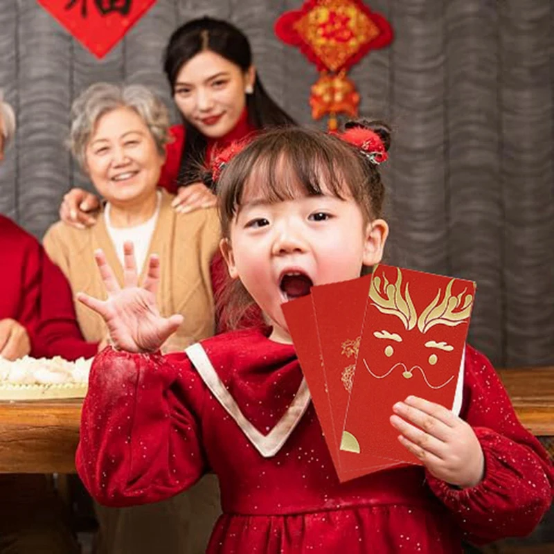 Buste rosse di capodanno cinese da 60 pezzi buste rosse di denaro fortunato di capodanno per l'anno del drago 2024