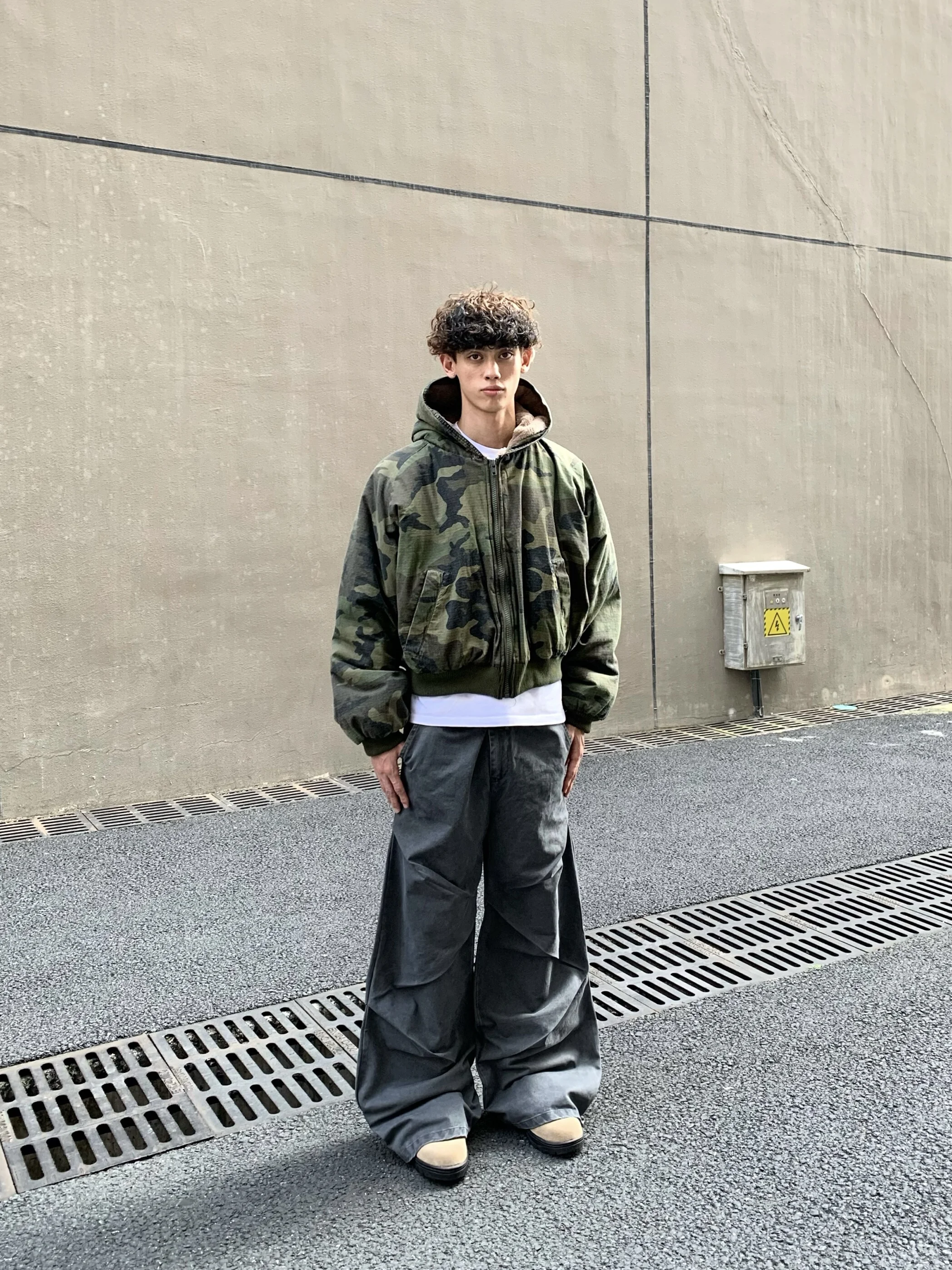 

Retro American Camouflage Hooded Cotton Jaet ex Fce Lined Warmth Coupling Cotton Wear Trendy Youth Loose Fit Long Sl...