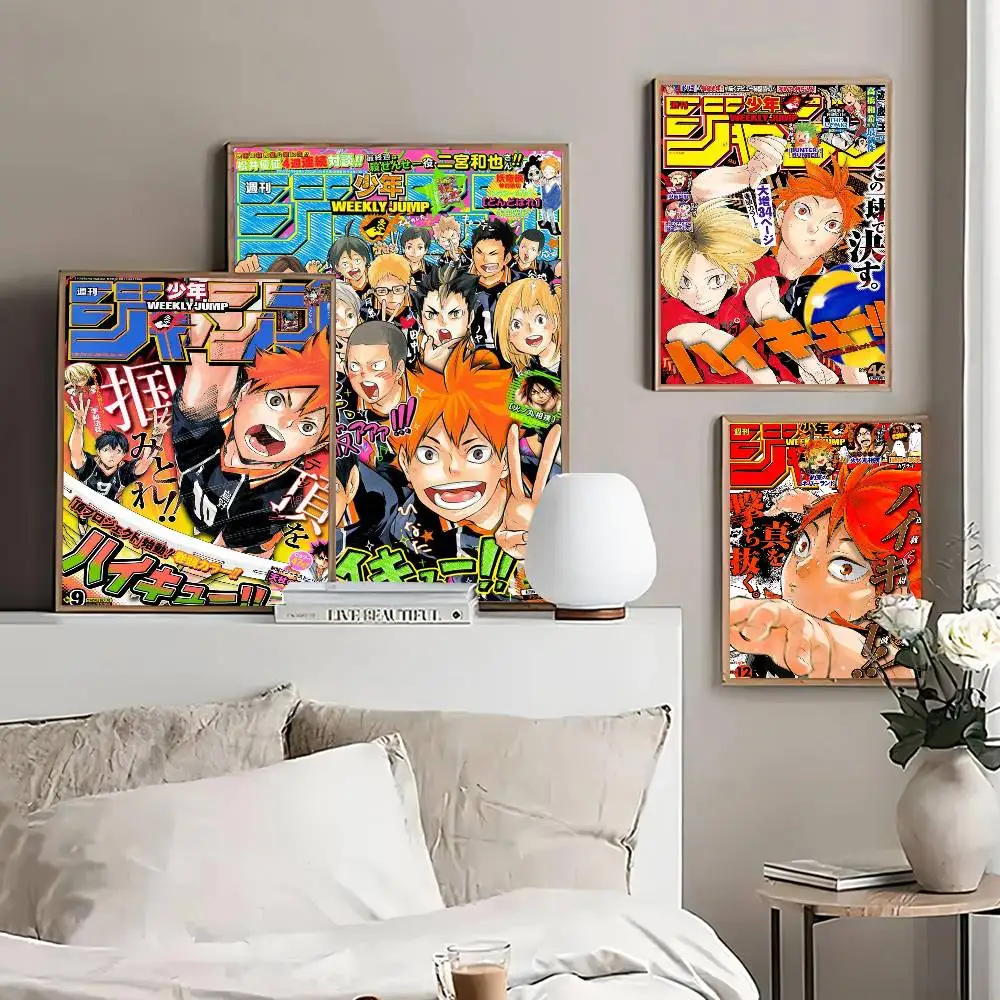Haikyuu Anime Volleyball Posters Fancy Wall Sticker for Living Room Bar Decoration Room Wall Decor