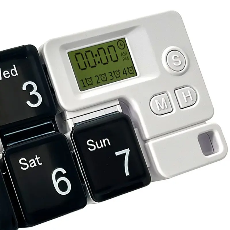 AA20-7 Day Pill Organizer With Medicine Reminder Alarm Large Capacity Black