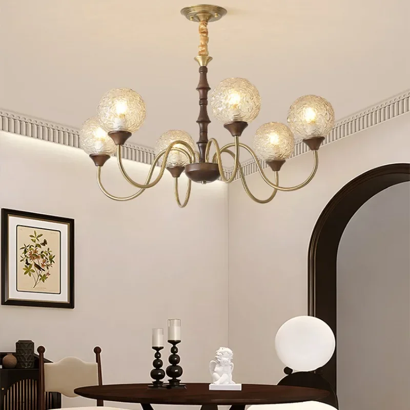 SANDYHA Nordic Glass Chandelier Retro Magic Bean Pendant Light LED Hanging Lamp For Bedroom Living