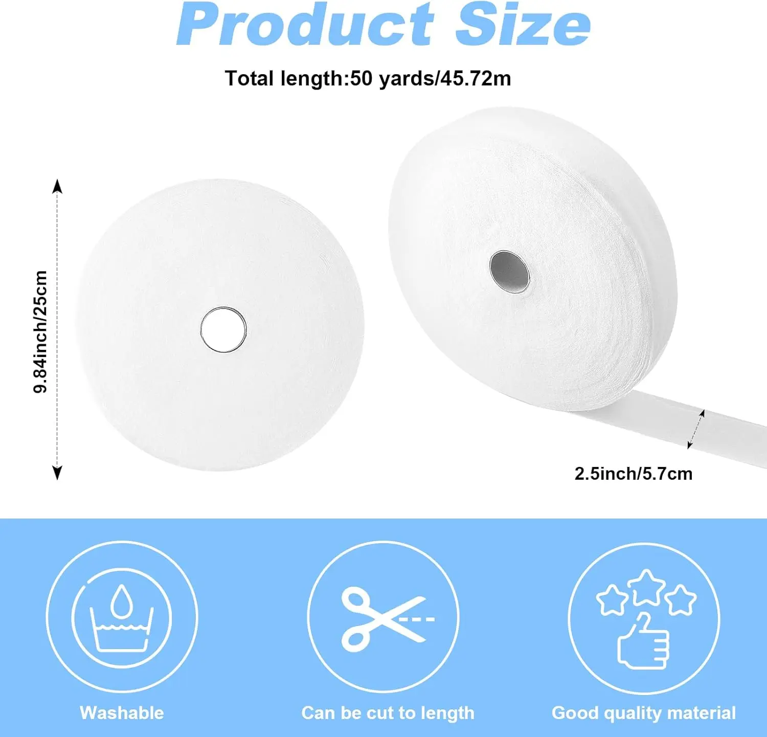 1pc White Batting Roll - Soft Jelly Roll Rug Material - Shearable & Strengthened - 5.7cm x 50 Yards - Pack of 1 for DIY Braided