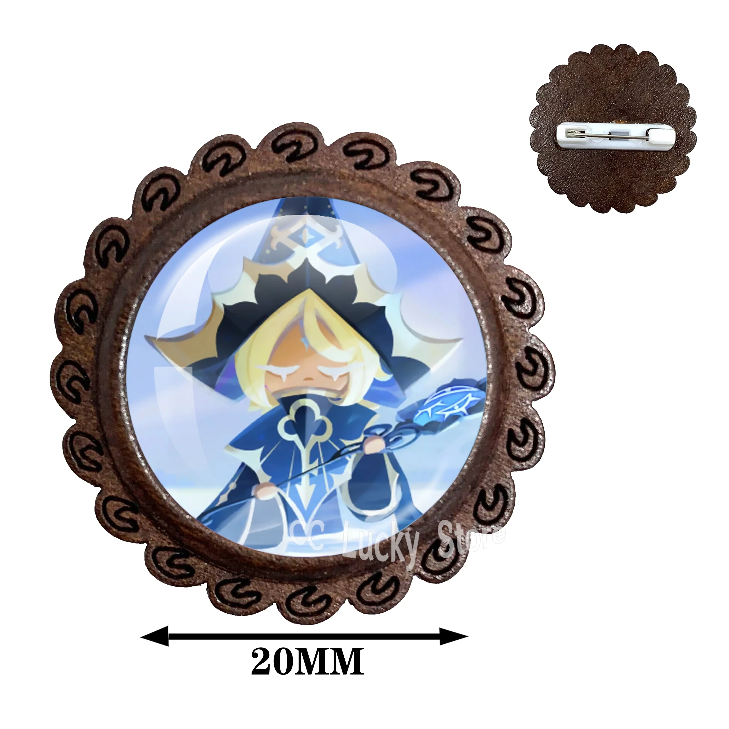 Cookie Run Kingdom 20MM Glass Cabochon Brooch Game Badge Shadow Milk Cookie Handmade Brooch Backpack Accessory Gift