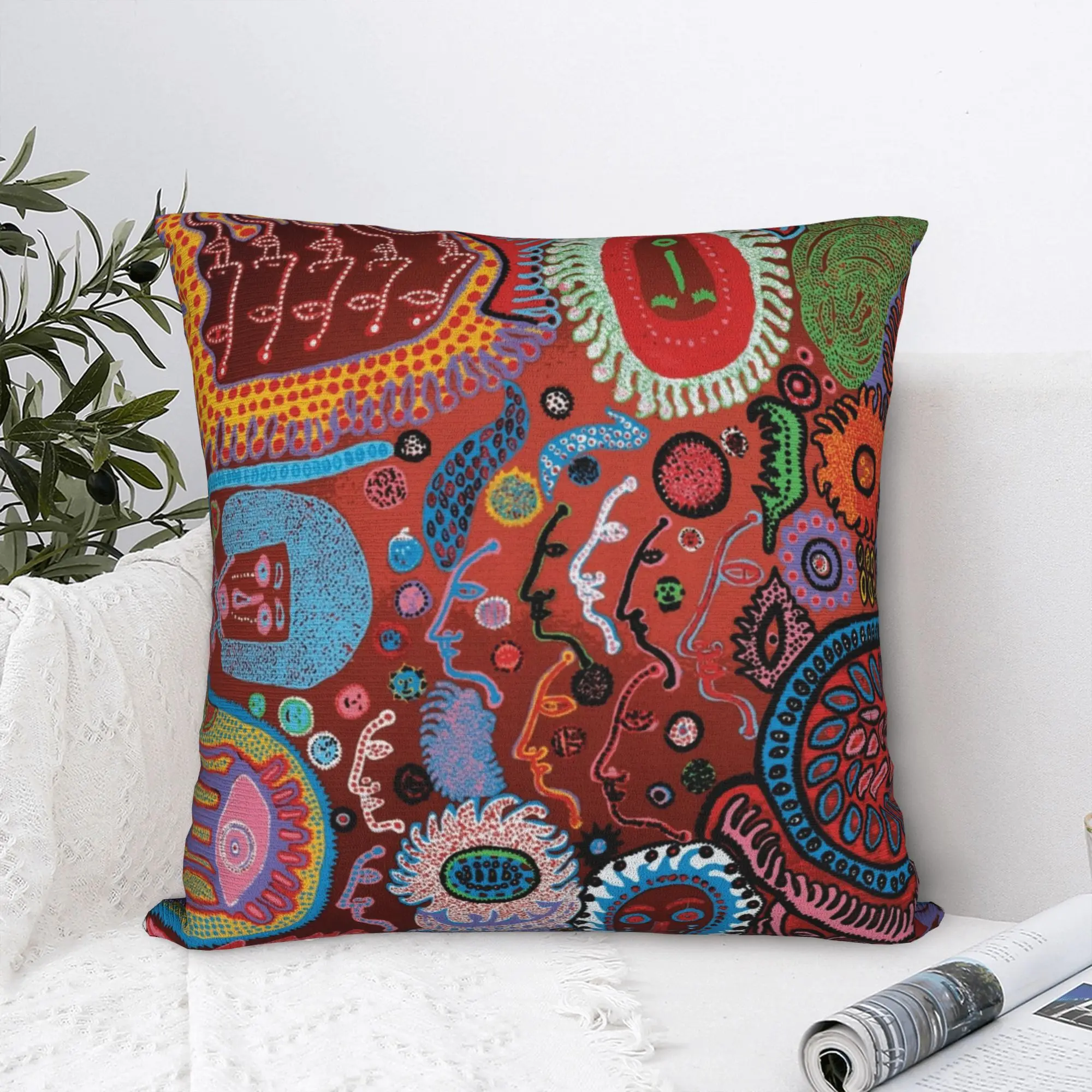 Yayoi Kusama Fungus Pillowcase Polyester Cushion Cover Gift Polka Aesthetic Pillow Case Cover Home Square 40*40cm