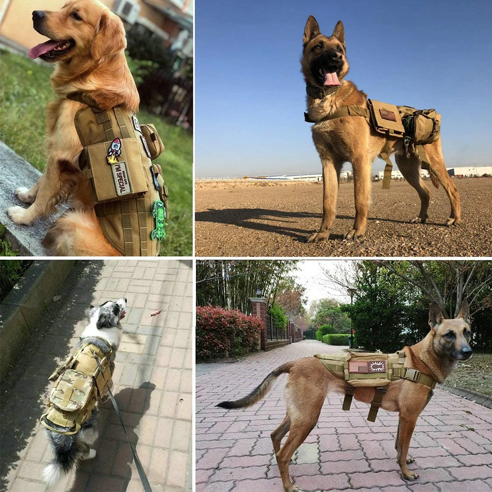 K9 Tactical Dog Harness Vest with Molle Carrier Bags Tool Pouch No Pull Handle Training Harness For Large Dogs German Shepherd