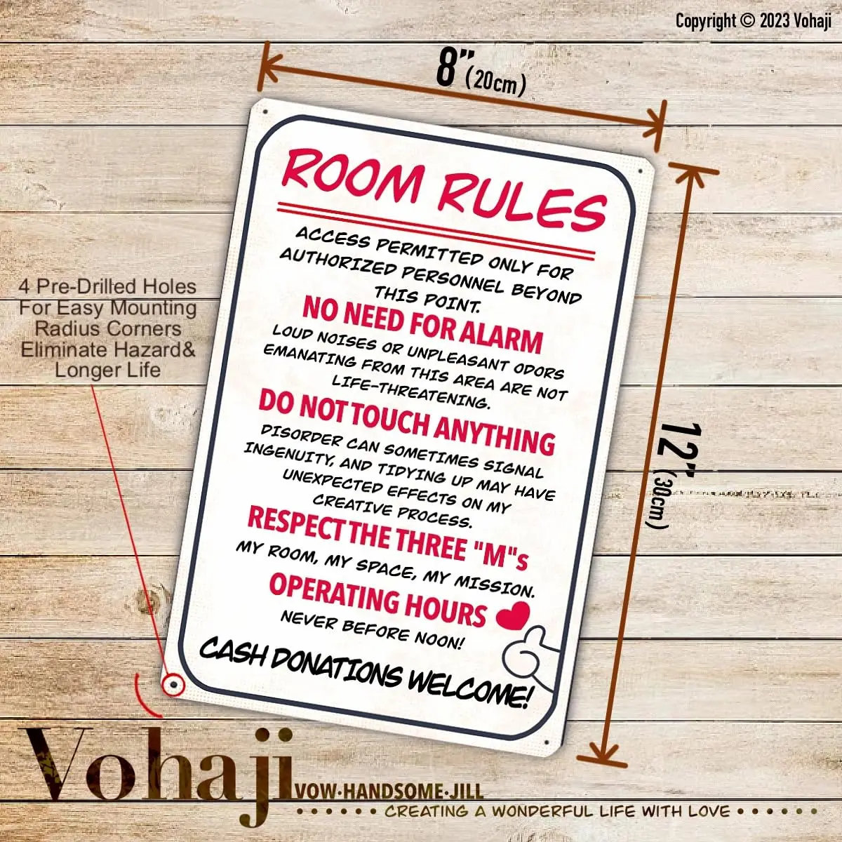 Vohaji Bedroom Door Room Rules Metal Tin Signs Preppy Room Decor Teen Girls a Stylish Gift for Friends Bathroom Game Room Dorm R