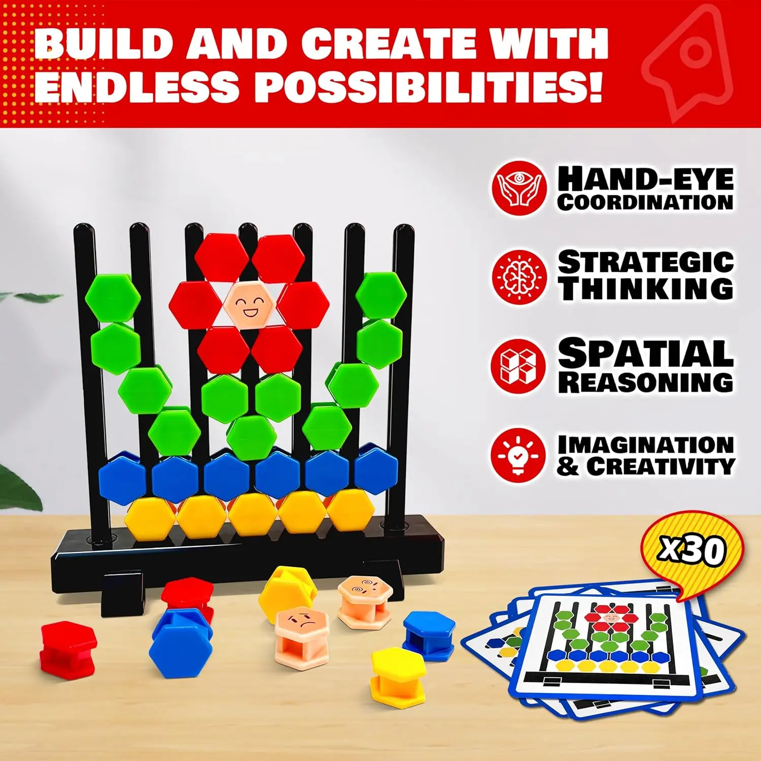 Blocs de construction 3D, jeux de société pour enfants et adultes, jouets éducatifs, casse-tête, défi, géométrie, logique, jeux de qi, tige