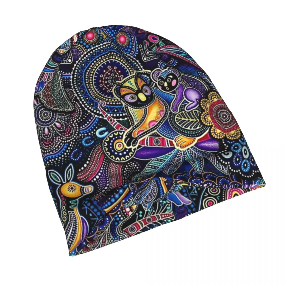 Australian Aboriginal Art Autumn Spring Hats Dot Animals Thin Hat Bonnet Hipster Skullies Beanies Caps Men Women's Earmuffs