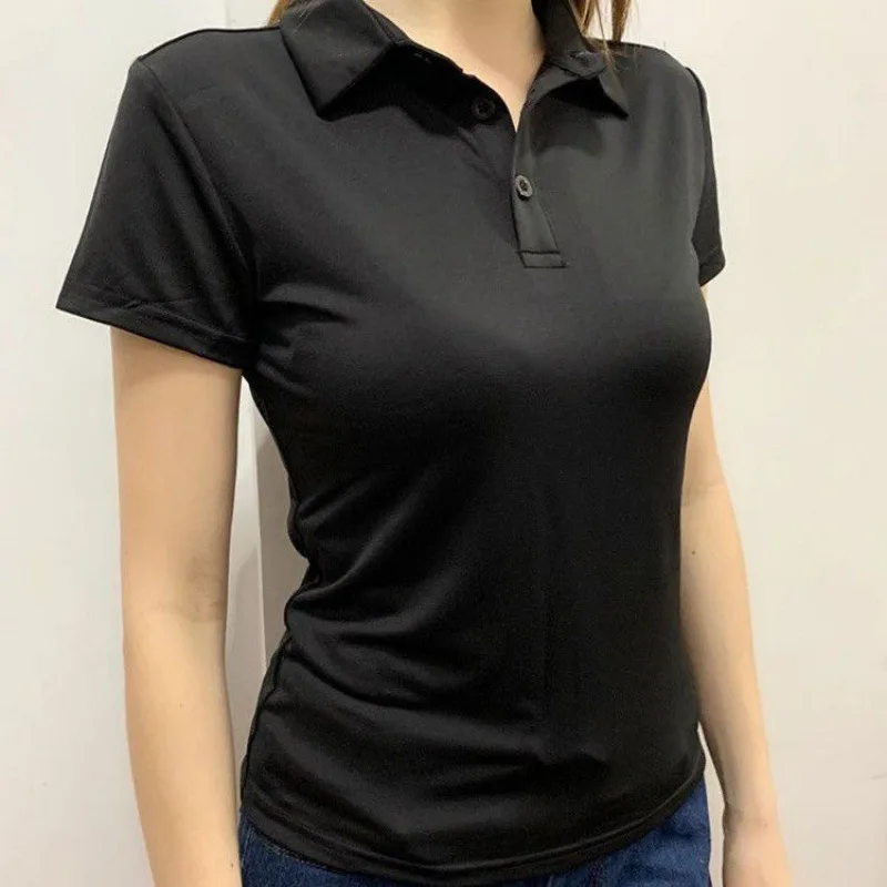 Summer Lapel Polo Shirt Short-sleeved Men's Quick-drying Elastic Tights T-shirt