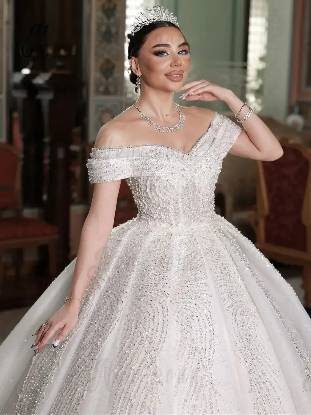 

On Zhu Свадебные платья с жемчужным кружевом и аппликацией по индивидуальному заказу, свадебные платья с открытыми плечами, свадебные платья больших размеров, платья de novia