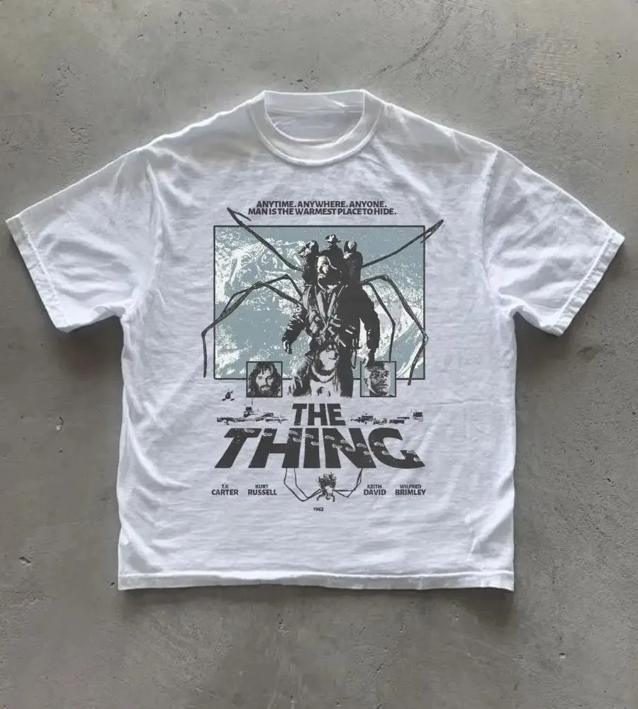 The Thing John Carpenter Retro 80s Horror Sci-Fi Movie Graphic T-Shirt Japanese Poster Print Collectible Casual Street Gift Tops