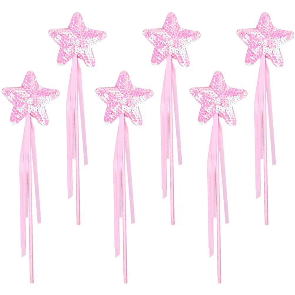 Set di 6 Bacchette Magiche Glitterate a Forma di Stella per Bambine, Accessori per Costumi e Feste di Compleanno