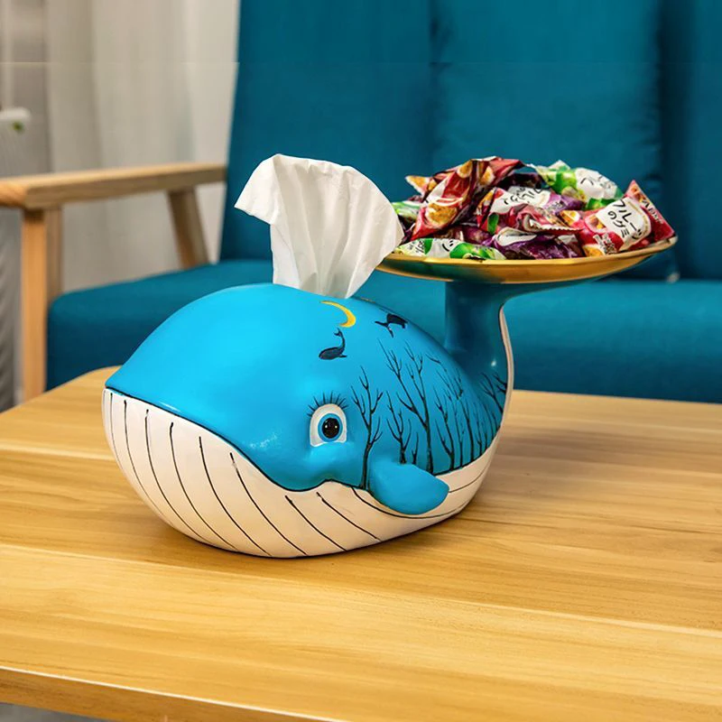 

Whale Tissue Box Living Room Storage Decoration Boxes Multifunctional Organization Ornament Tissue Box Art Creative Design Boxes
