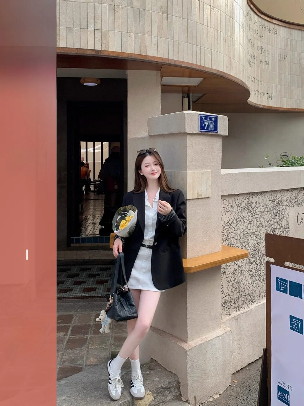 

Casual Sle Loose Fit Striped Suit Jaet Women's oulder Length Sve Flip Cuff Spring Autumn Seasonal Outerwear