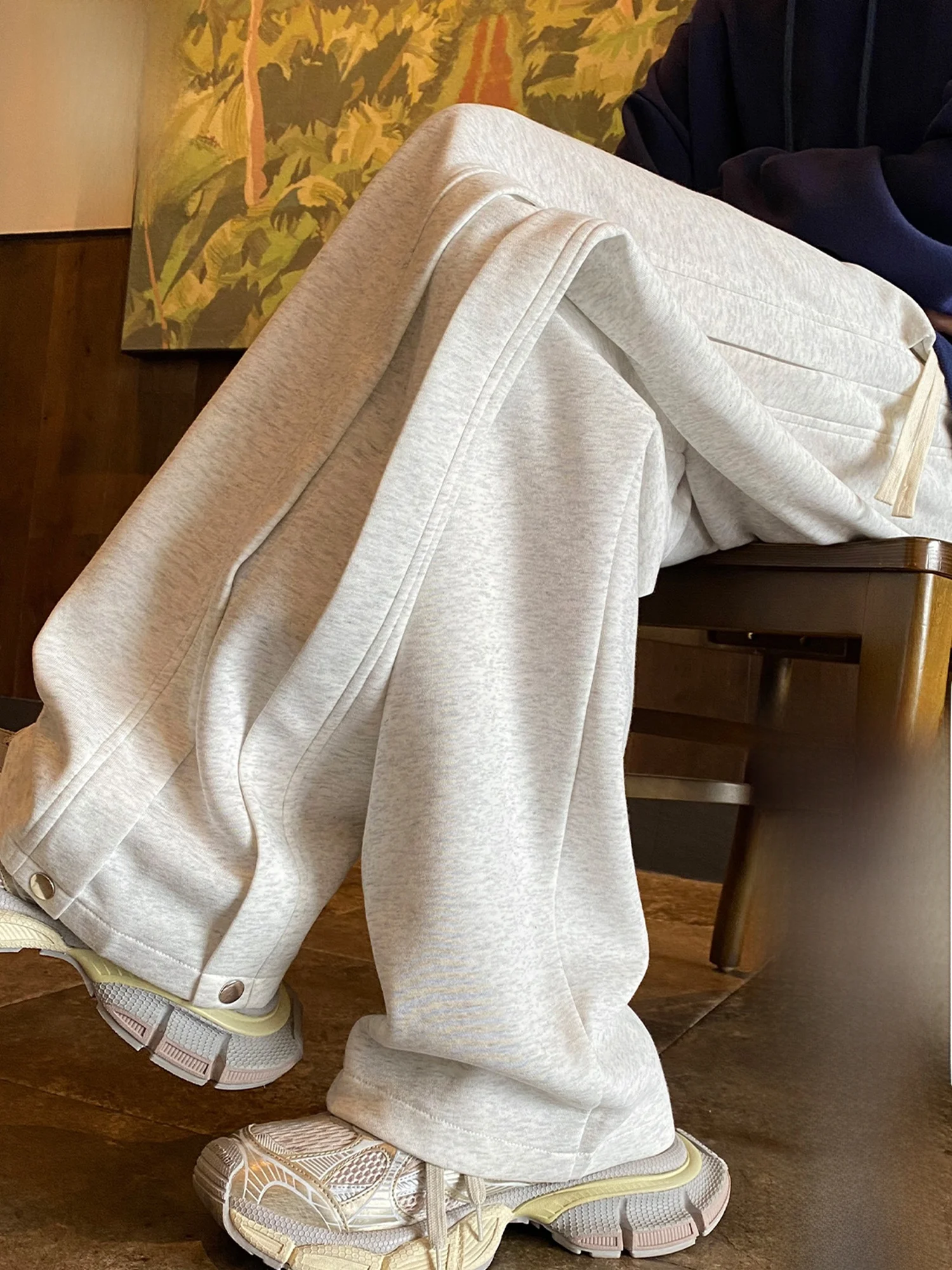 

Мужские повседневные брюки Paul Frank с широкими штанинами на флисовой подкладке, в американском стиле, с пэчворком, свободные, прямого кроя, осенне-зимние, для отдыха