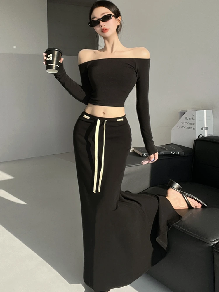 Casual hoge taille A-lijn midi-rok Dames losse taille Touwkleur Blo Casual rok Ci woon-werkverkeer Dagelijks gebruik Comfortabele pasvorm