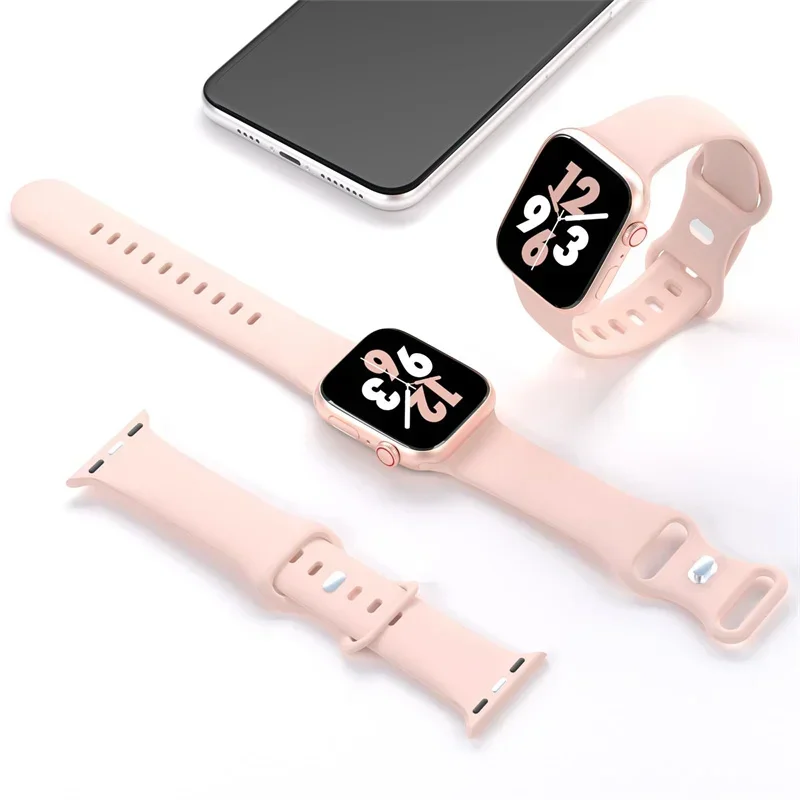 Silicone Strap For Apple Watch Band 44mm 40mm 45mm 41mm 42-38mm sport wrist bracelet iwatch series 8 7 se 3 4 5 6 9 ultra 2 49mm