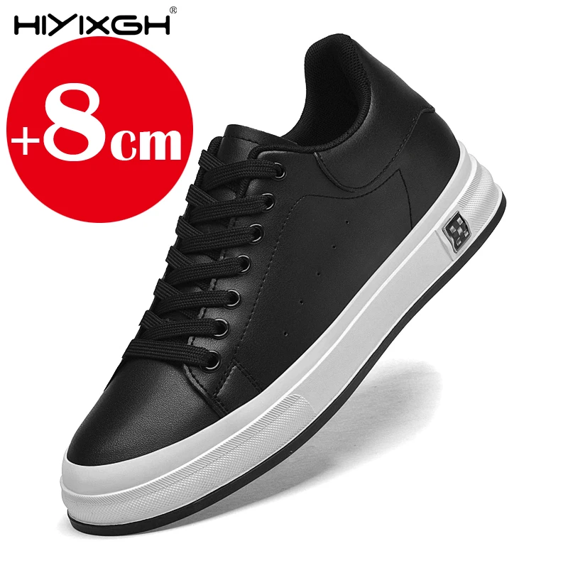 

Новые модные мужские туфли-лифты из искусственной кожи, белые кроссовки с невидимым увеличением роста 6 см 8 см, повседневная обувь Cortex