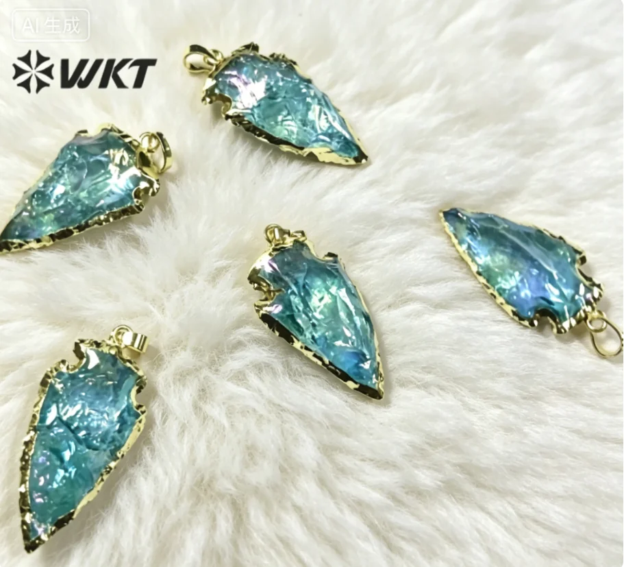 WT-P1776 WKT 2023 Trendy Style Simple Design Natural Aqua Raw Crystal Quartz Pendants Blue Jewelry Grand Wedding ACC