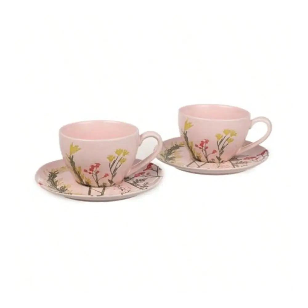 

Porcelain Tea Cups And Saucers Set Of 2 275 Ml 9.2 Fl Oz Cappuccino Cups Tea Cup Set Pink Floral Design Tea Sets For Adults Ide