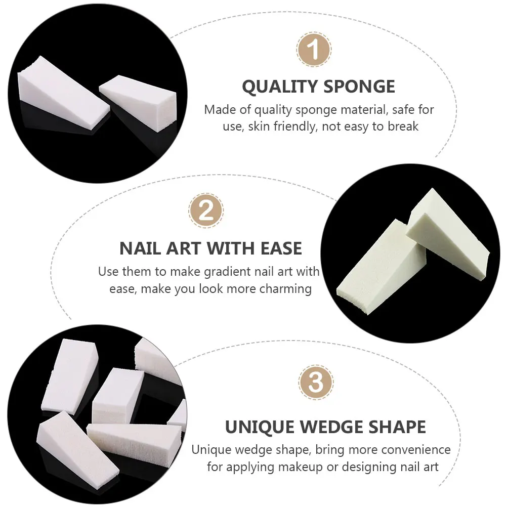 

Nail Sponges Wedges Sponge Applicator for Manicure White Makeup Sponges Gradient Nail Art Tool Powder Puff Washable