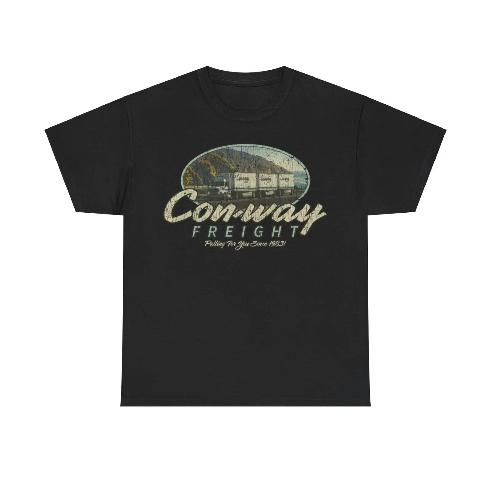 Conway Freight 1983 Trucking Distressed Print T-shirt