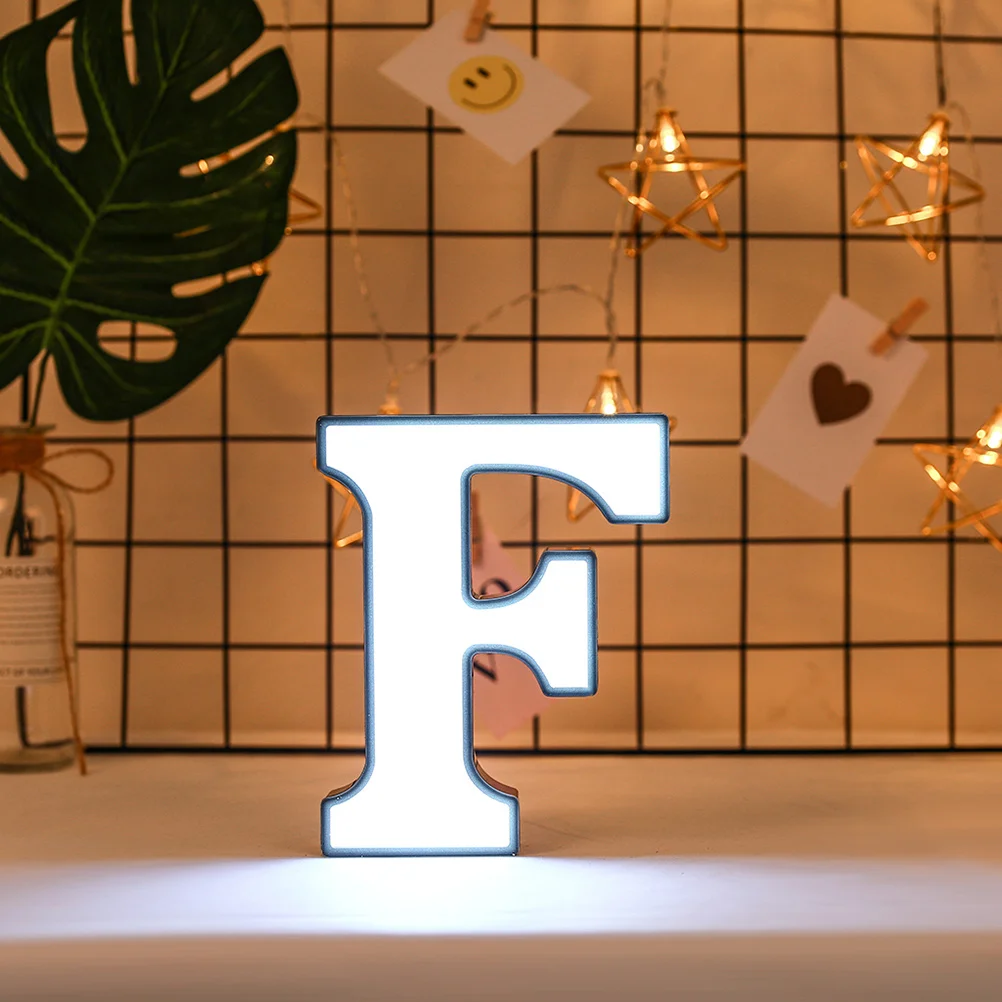 

LED Letter Lamp Alphabet F White No Batteries Romantic Neon Sign Wedding Birthday Party Bedroom Wall Hanging Decor Night Light