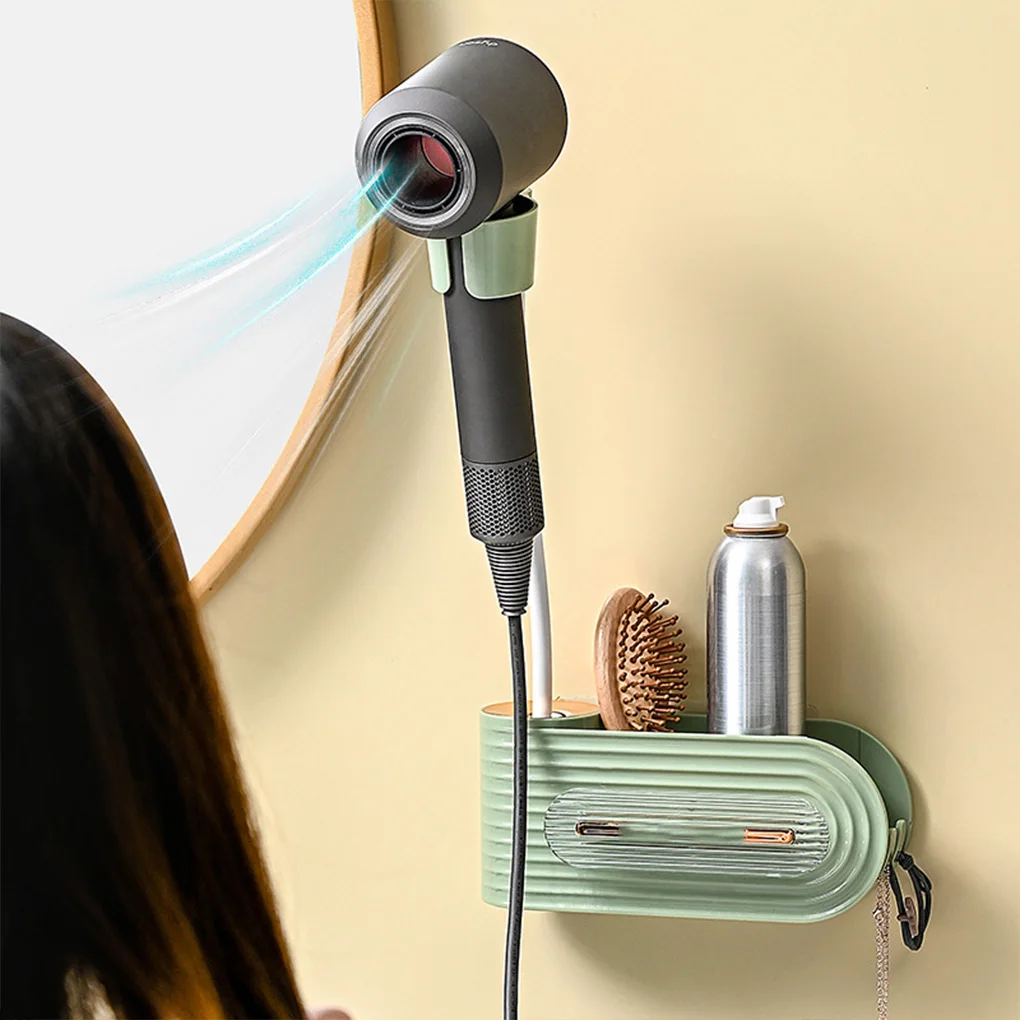 Hair Dryer Holder Wall Mounted Makeup Room Blower Rack Multi-purpose Stand