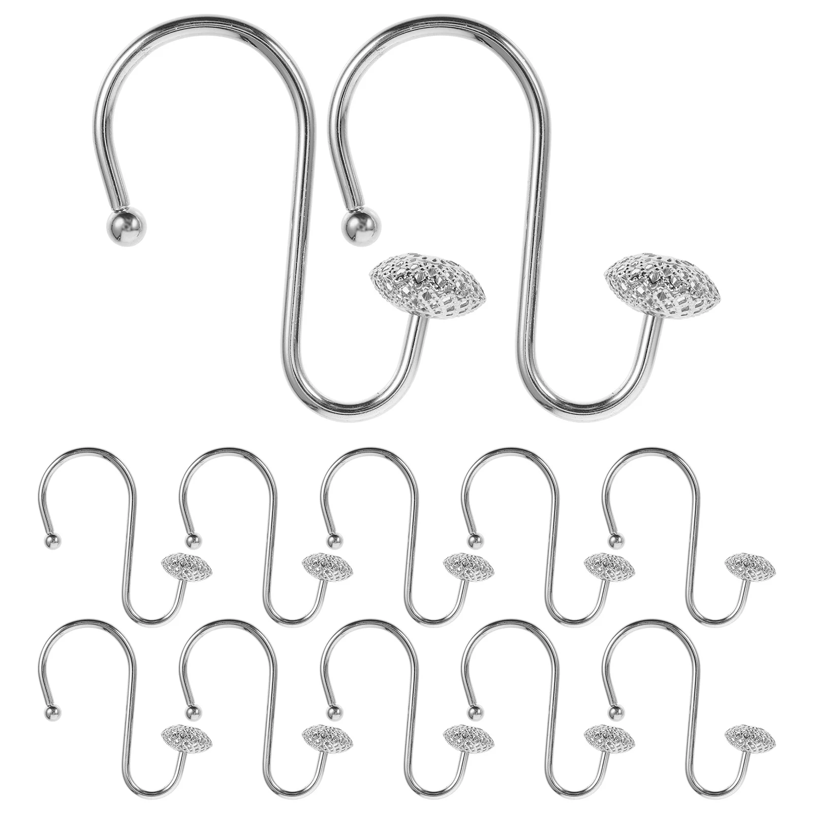 

12Pcs S Shaped Shower Curtain Hooks Heavy Duty Iron Bathroom Curtain Hangers Smooth Slide Decorative Hooks Shower Hook
