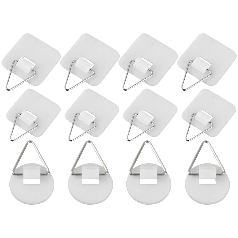 

60 Pcs Nailless Sticky Vertical Plate Rack Hook Photo Frame Wall Decoration 60pc Holders for Adhesive Mounting Tape Round