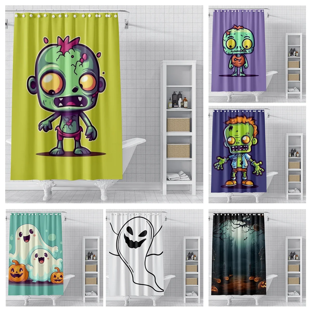 Home shower curtains for bathroom waterproof fabric Modern Nordic style Living Room curtain Halloween Autumn Pumpkin decoration