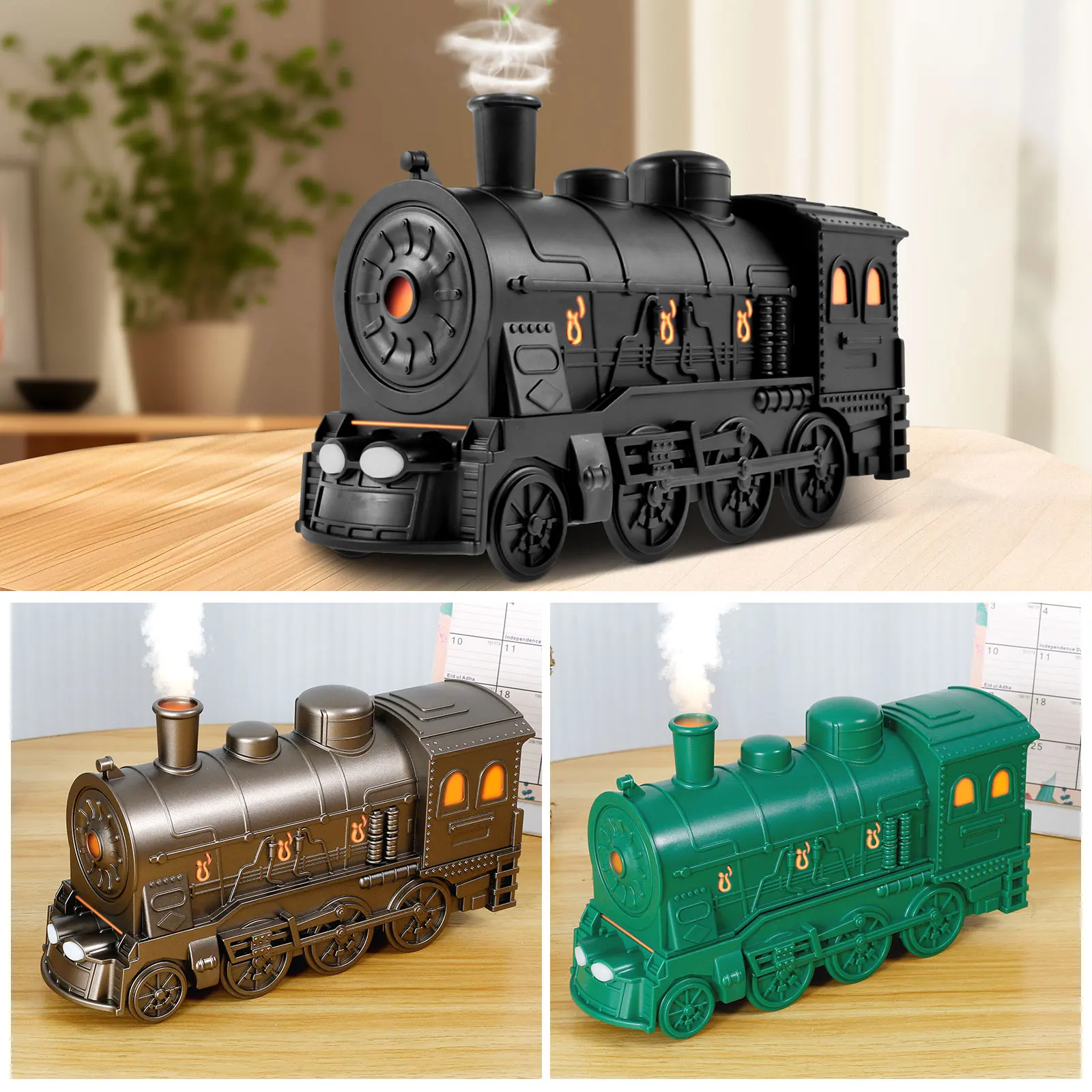 Steam Train Essential Oil Diffuser with Light 300ml Train Humidifier Diffuser Ultra Quiet Train Humidifier Steam Train Diffuser