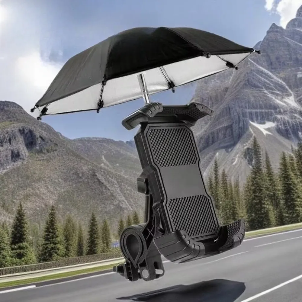 Mobile Phone Holder with Sun Umbrella Rainproof Shockproof Sunshade Electric Bicycle Cell Phone Holder Outdoor for Handlebar