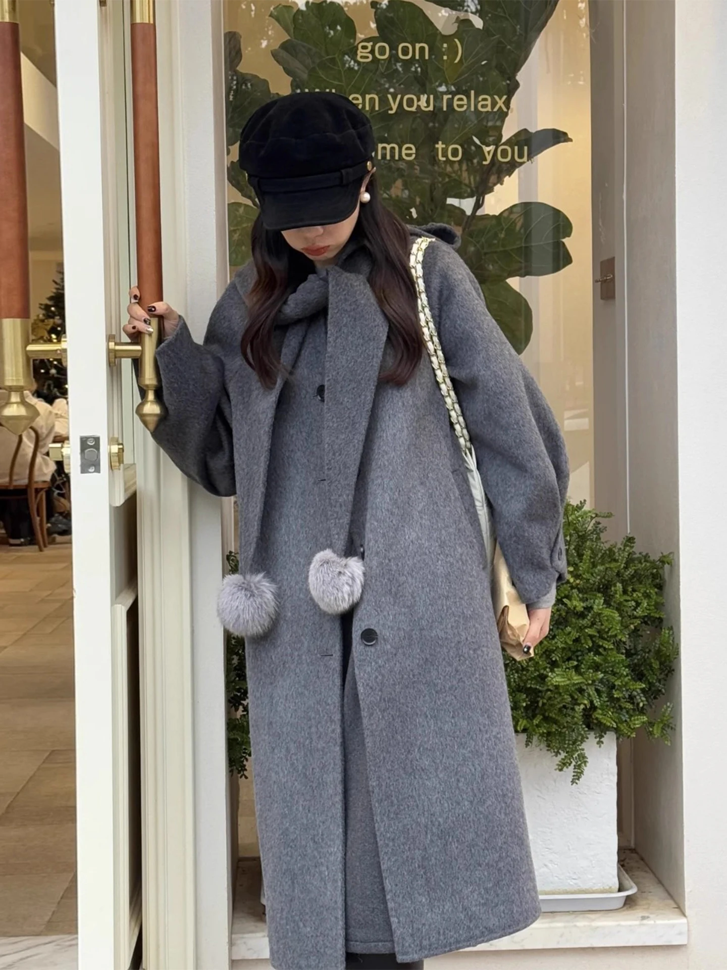 

Женское шерстяное пальто со съемным капюшоном Gagarich Design Sense, новинка зимы 2020, трехмерный мяч, топ средней длины для девочек