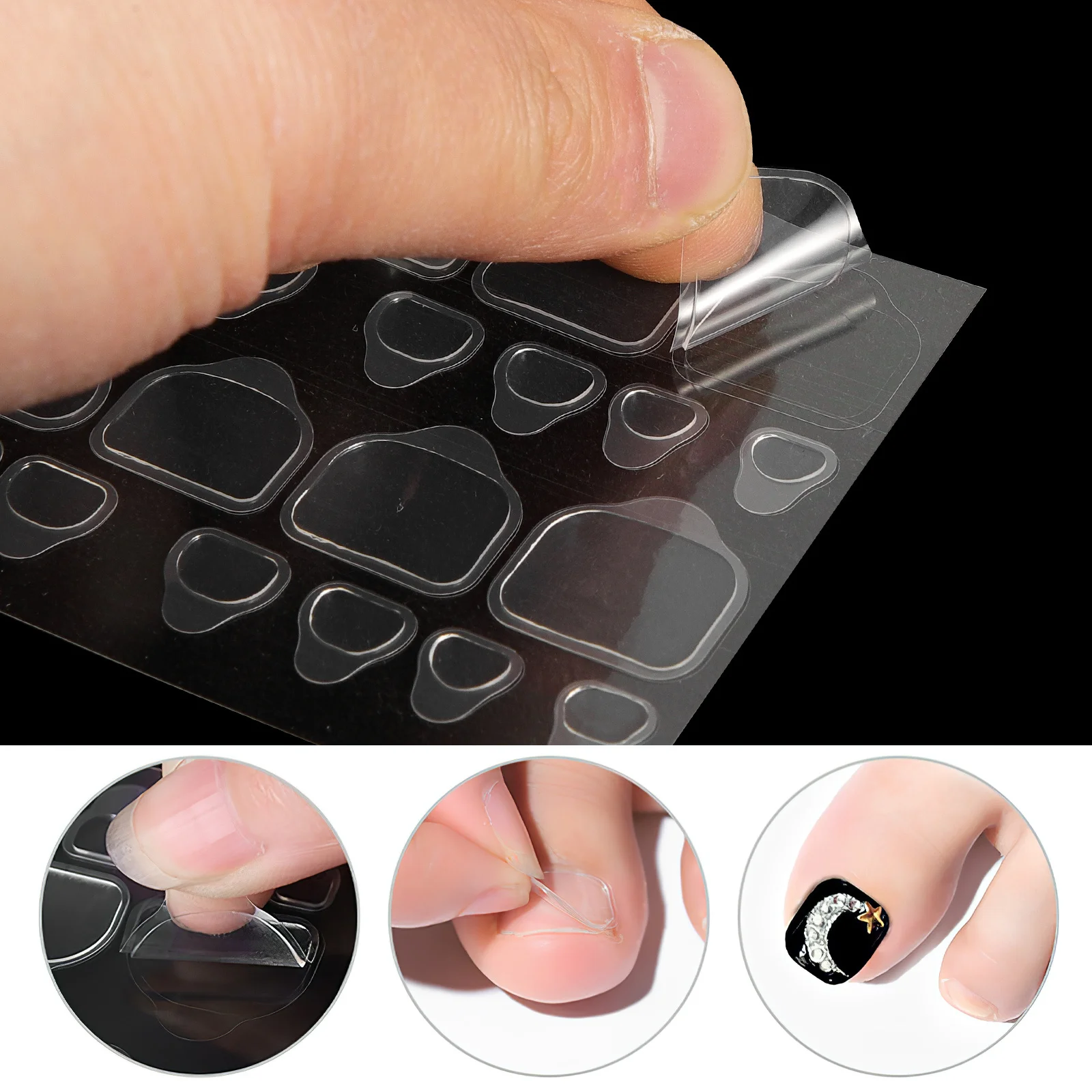 

20pcs Waterproof Nail Tabs Clear Double Sided Tape Stickers Press On Nails Adhesive False Toenails Big Toe Medium Long Size
