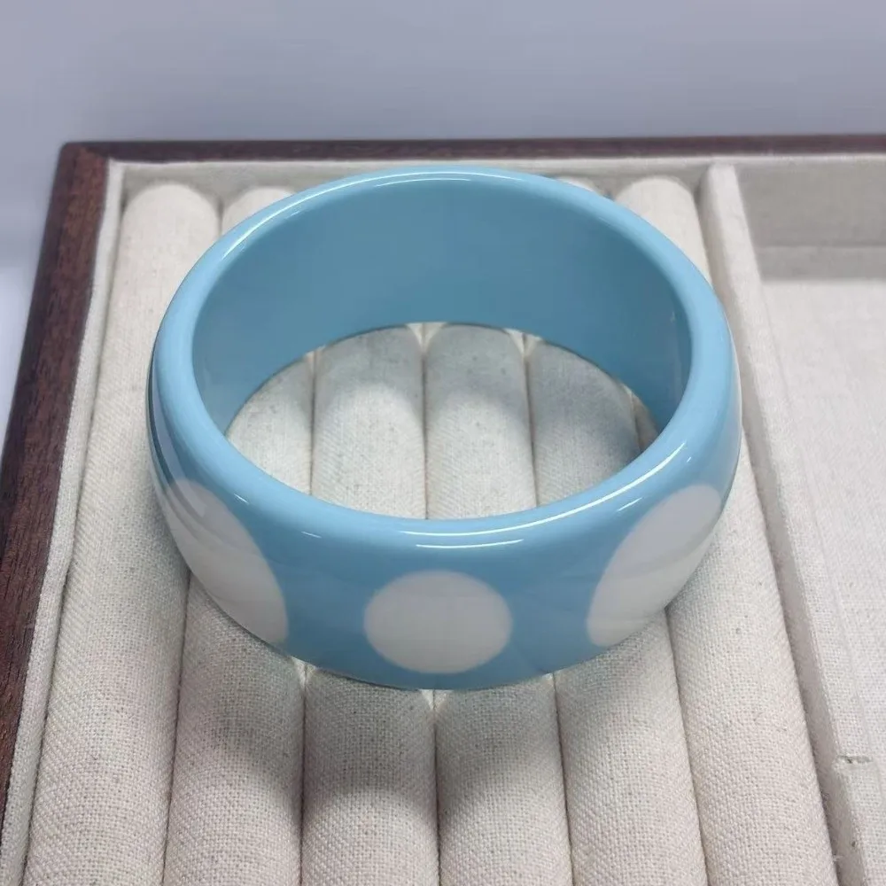 Personality Round Wide Resin Polka Dot Bangles Cool Punk Style Hip Hop Candy Color Bracelets Colored Stackable Jewelry Party