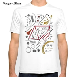 Fashion Men Short Sleeve Vintage Deconstructed Bicycle T-Shirt  Old Bikes Print White Casual Tops Hip Hop Boy Streetwear T shirt